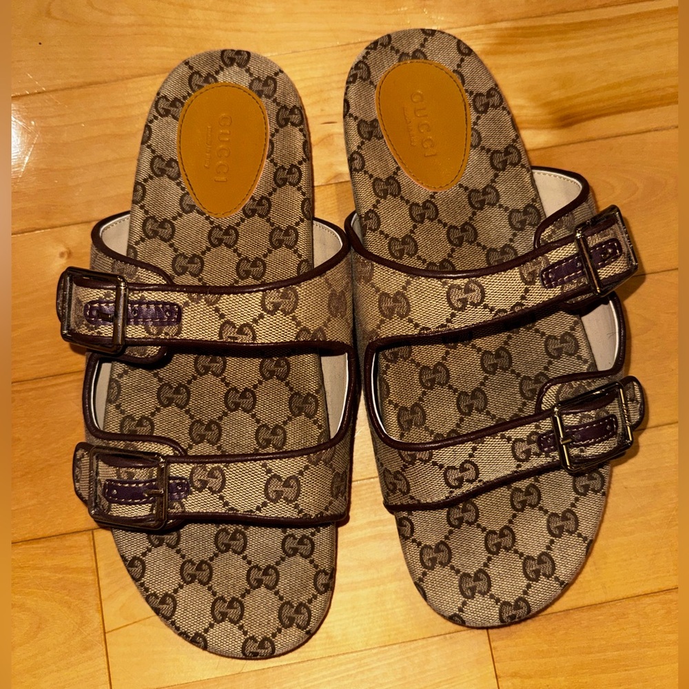 Gucci Slide Sandal Strap Beige Monogram GG Canvas | Size 12 | Made in Italy